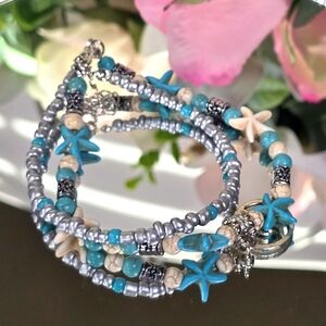 Anklet with beach, sun, ocean, bohemian design